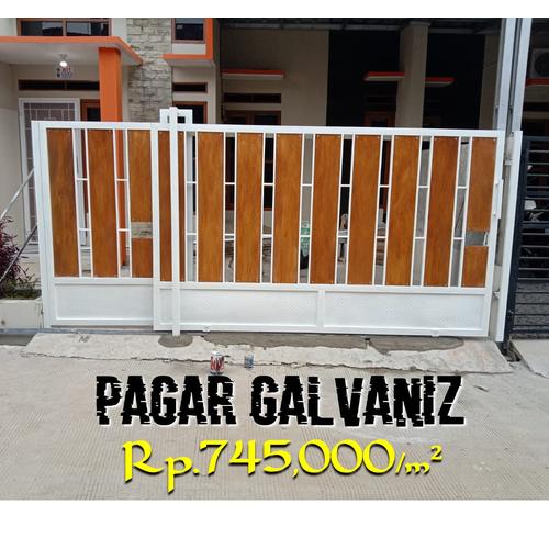Jual Pagar Besi Galvaniz + GRC Serat Kayu | Pagar Rumah Minimalis Harga