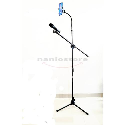 Jual Stand Mic Microphone Berdiri / Tiang Mic + Holder Hp Handphone