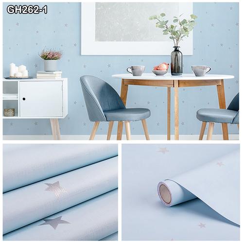 Jual Home Wallpaper Dinding Polos Biru Bintang - Kamar Tidur Ruang Tamu