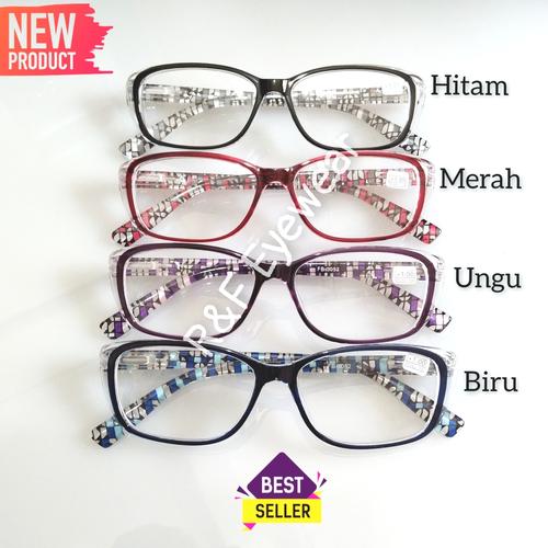 Promo Kacamata Baca Lensa Plus Model Wanita Frame Pakai Pegas / Per