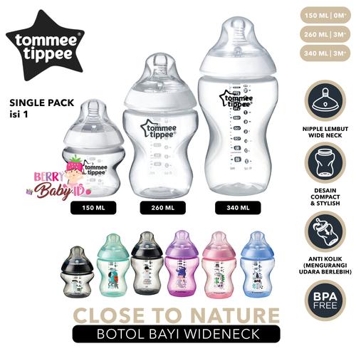 Tommee Tippee Closer to Nature Single Bottle Botol Susu Wide Neck 340ml  White di Berry Baby Tokopedia