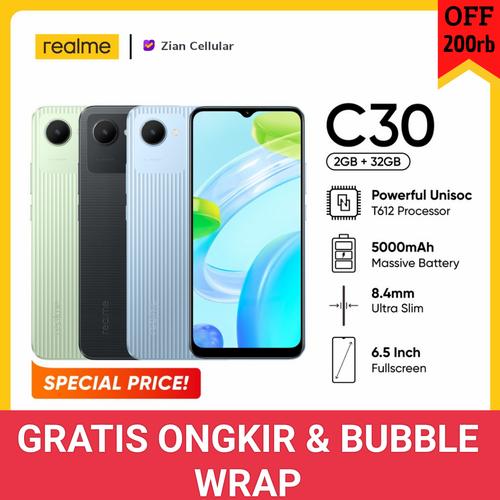 Jual REALME C30 4/64 T612 processor, 5000mAh Big Battery - Hitam ...