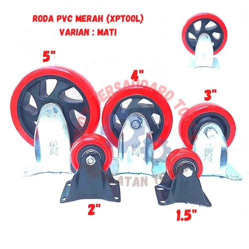 Jual RODA TROLI TROLLEY PVC MERAH TIPE MATI 1.5 - 2 - 3 - 4 - 5 INCI ...
