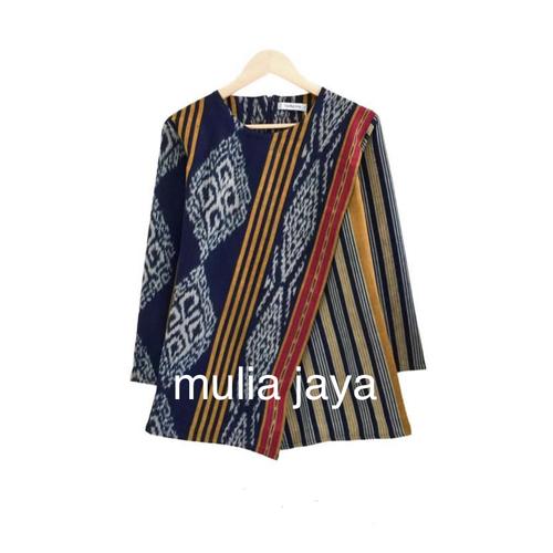 Plesir Jual blouse plesir batik tenun baju batik formal elegant - Orange, S ...