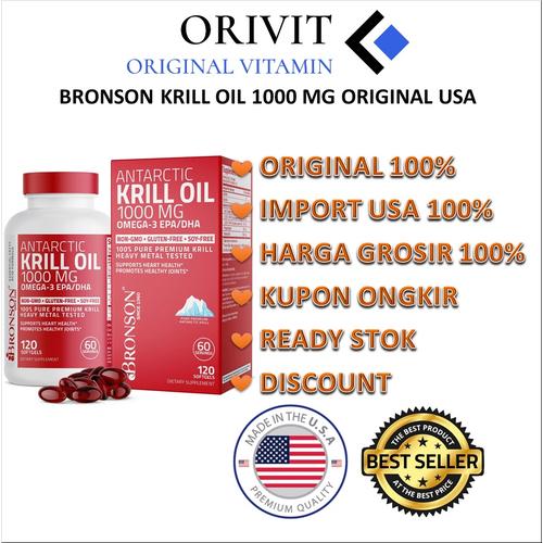 Jual BRONSON KRILL OIL 1000 MG ORIGINAL USA 1000 MG ISI 60 Jakarta