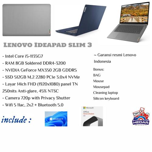 Jual Lenovo IdeaPad Slim i5 1135G7 8GB 512GB Nvidia Mx350 W11