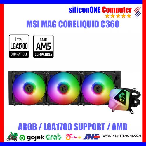 Gambar MSI MAG Coreliquid C360 ARGB - LGA1700 AM5 Mystic Light dari silicon ONE Computer Kota Bandung Tokopedia