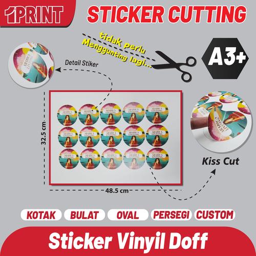 Jual Cetak Sticker Vinyl A3+ Glossy/Doff/Transparant Print + Kiss