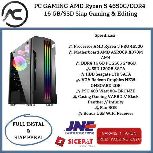 Jual PC GAMING AMD Ryzen 4650G/DDR4 16 GB/SSD Siap Gaming