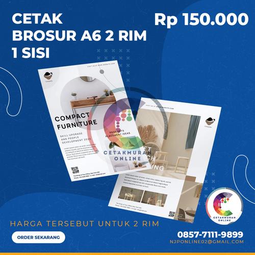 Jual Brosur A6 1 Sisi 2 rim / 1000 lbr Art Paper 120 gr PO 2 Hari