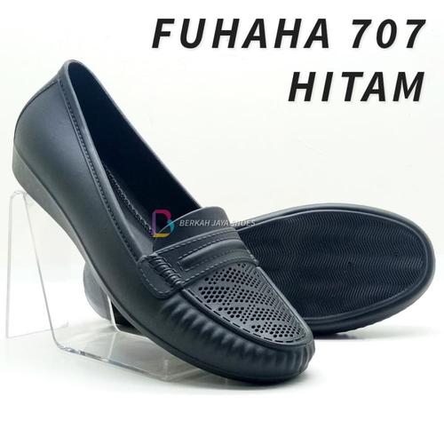 Jual sepatu pantofel karet jelly wanita kerja full hitam black fuhaha ...