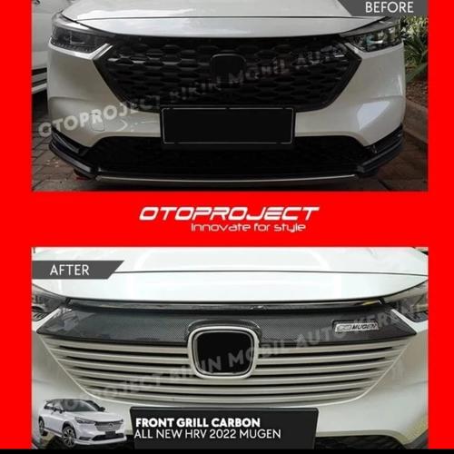 Jual front grill cover depan mugen carbon all new hrv 2022 clossy black