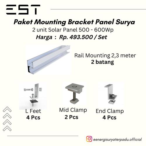 Jual Paket Mounting Bracket Panel Surya 500WP - 600WP (untuk 2 panel ...