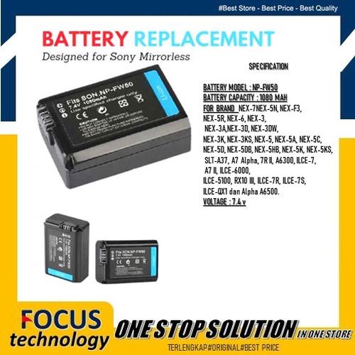 NP-FW50 Replacement Battery For Sony NEX Cameras - Compatible With NEX-3, NEX-5R, NEX-6, NEX-F3