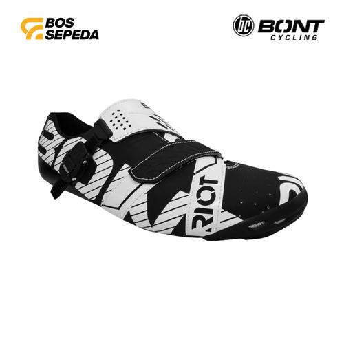 Jual SHOES BONT CYCLING RIOT BUCKLE BLACK/WHITE ASIAN FIT Jakarta