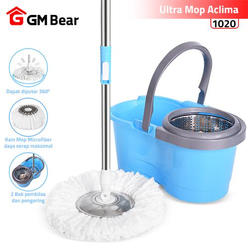 Promo GM Bear Spin Mop Biru 1020-Ultra Mop Aclima Blue - 1956-Refill