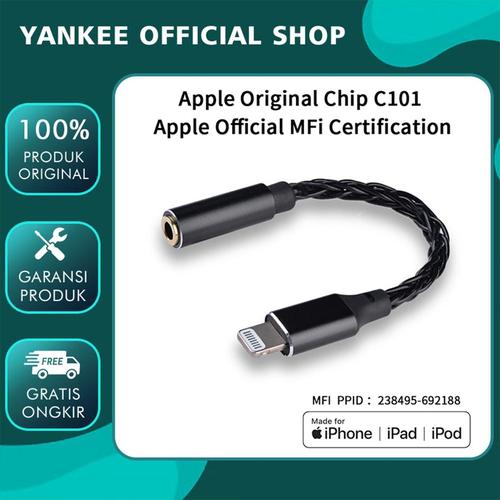 Promo JCally JM08L Lightning Adapter Converter DAC to 3,5mm Iphone Ipad Ipod Black Polos