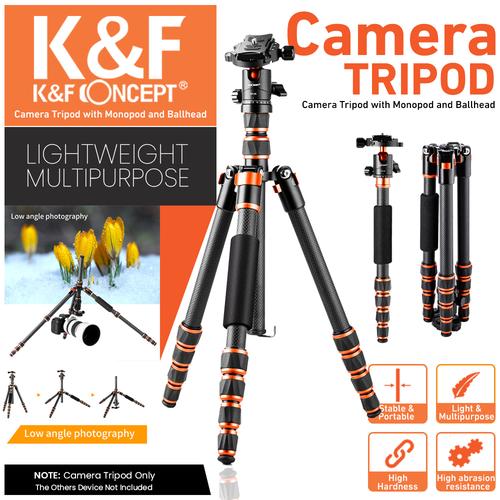 Jual K&F Concept Tripod Carbon Fiber BA225 with Monopod and Ballhead Kit Jakarta Utara