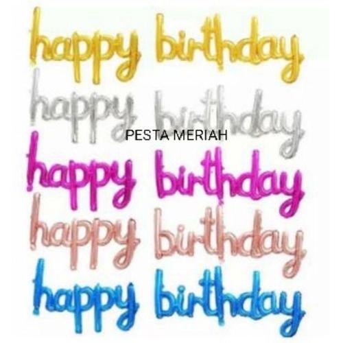 Jual balon foil set tulisan happy birthday latin / tegak bersambung