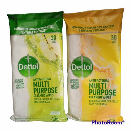 Jual Dettol Antibacterial multipurpose cleaning wipes 30 large citrus
