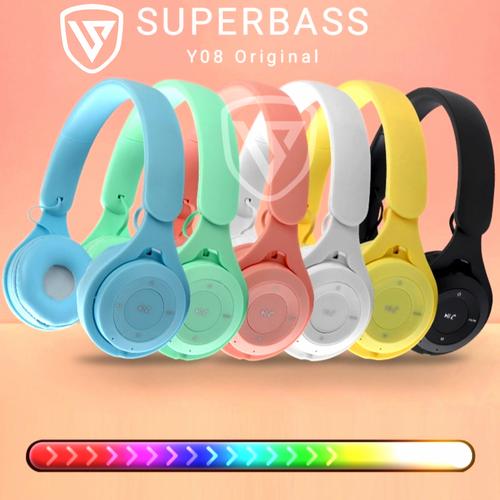 Jual Headset Bluetooth Y08 Bando Macaron Wireless Headphone Earphones