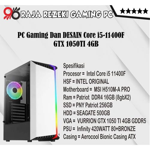 Jual Pc Rakitan Gaming Core i5-11400F Gen 11 With GTX 1050Ti 4GB