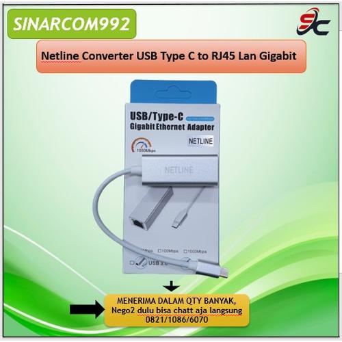 Jual Netline Cable Converter USB Type C to RJ45 Lan Gigabit /Kabel ...