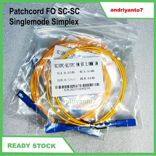 Jual Patchcord FO SC to SC Singlemode Simplex - 1M - Kota Depok ...