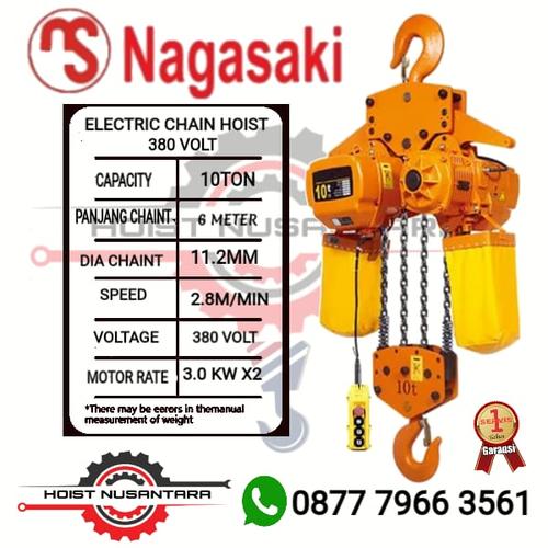 Jual ELECTRIC CHAIN HOIST 10TON X 6METER 380 VOLT NAGASAKI JAPAN Jakarta Barat HOIST
