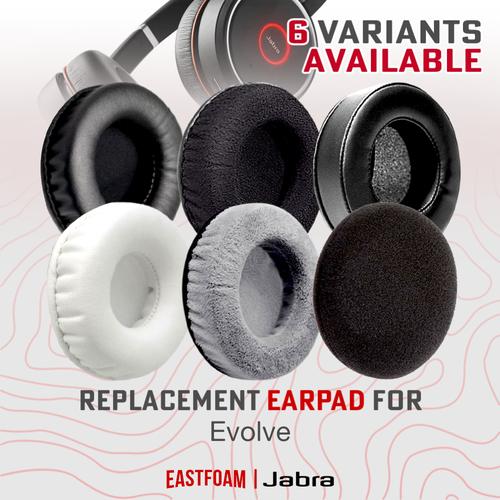 1 Paire De Coussinets De Rechange Pour Casque Evolve 75, 65, 30, 40, Etc. - En Cuir Protéiné Et éponge - Noir, Environ 6 Cm - 13