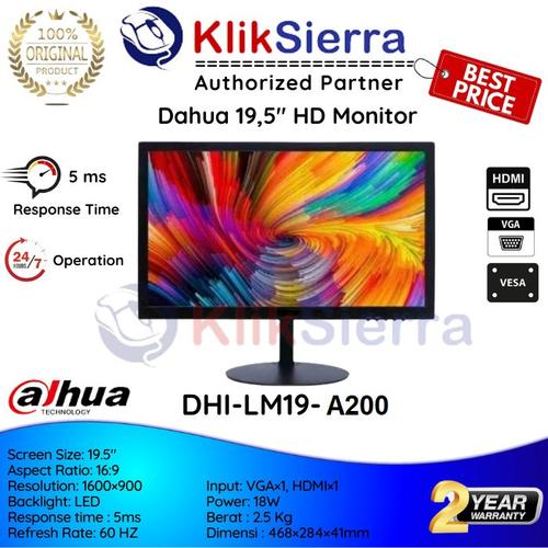 Jual LED Monitor Dahua 19’’ Inch DHILM19B200 Resmi 24 inch Speaker