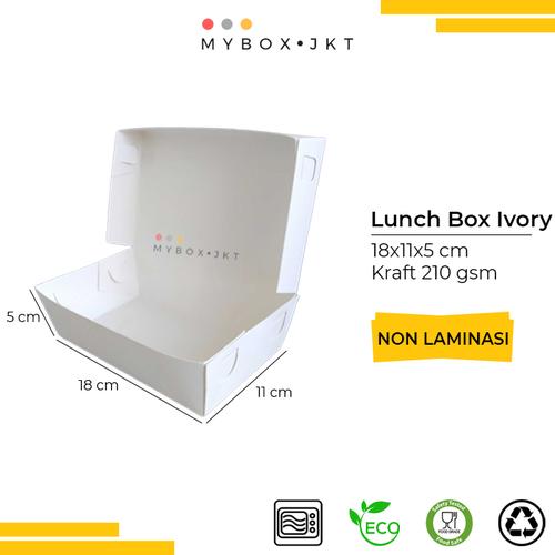 Jual Lunch Box Paper Kotak Makan Ivory (L) 18x11x5 NON LAMINASI