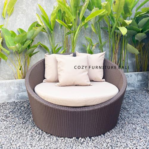 Jual ROUND RATTAN DAYBED SOFA CHAIR KURSI TAMU BANGKU TERAS ROTAN OUTDOOR DIAMETER 170