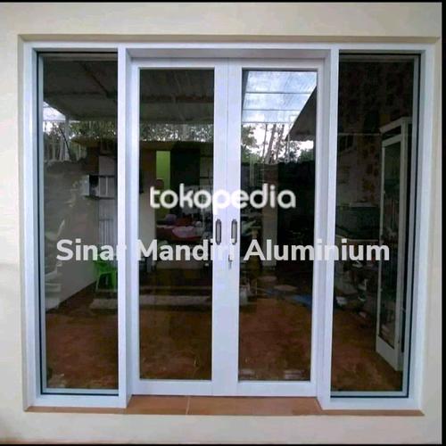 Jual pintu sliding door kaca dan motif ornamen white. Kota Tangerang