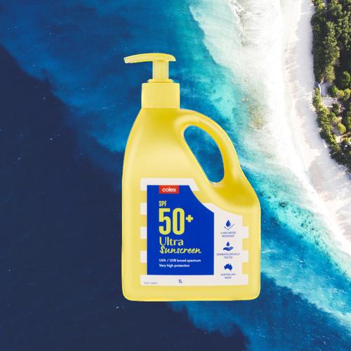 Jual Coles SPF 50+ Sunscreen Ultra Pump 1L, 1 Liter, 1000ml Kota Denpasar Toko Curah
