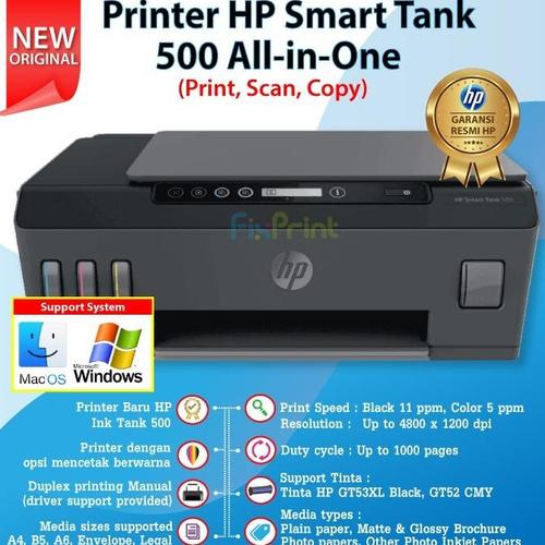 Jual HP SMART TANK 500 ALL IN ONE PRINTER PRINT SCAN COPY BERGARANSI