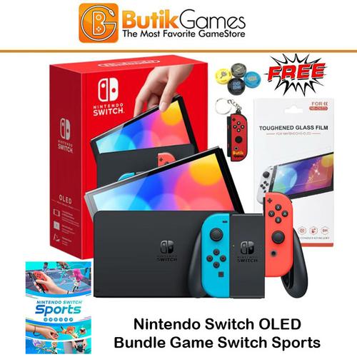 Promo Nintendo Switch OLED Console Neon Red Blue Bundle Game Switch