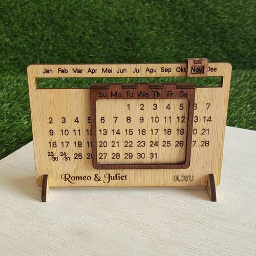 Jual kalender kayu sepanjang masa calendar abadi aesthetic - model A