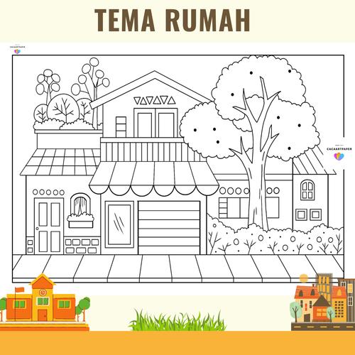 Jual KERTAS MEWARNAI / RUMAH / KERTAS GAMBAR / A4 / SKETSA - 02