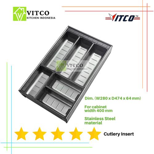 Jual VITCO Stainless Steel Cutlery Insert Tray/Tempat alat makan Laci Dapur XT3500G2 Jakarta