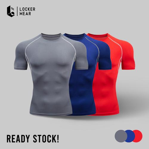 Promo Baju Olahraga Lengan Pendek Short Sleeve Ketat Compression Shirt Pria  Biru Navy, XL di Lockerwear Sports Apparel Tokopedia