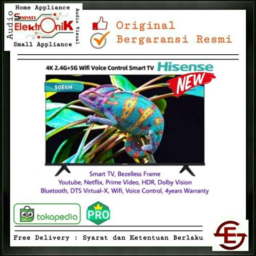 Jual HISENSE 50E6H - SMART TV LED 50 INCH BEZELLESS 4K UHD 50E6 H ...