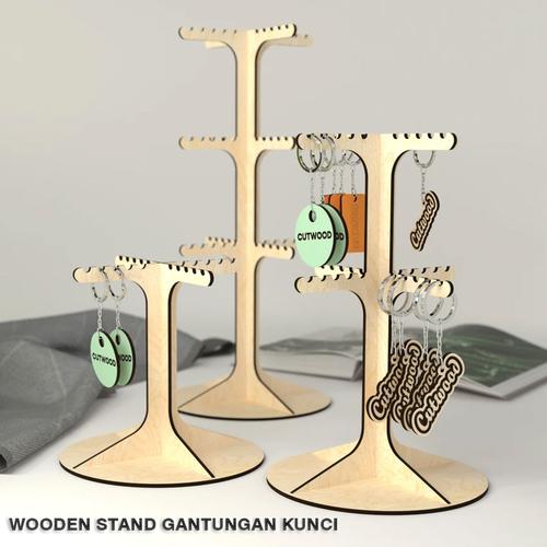 Promo Wooden Keychain Display Stand / Holder Stand Gantungan Kunci Kayu