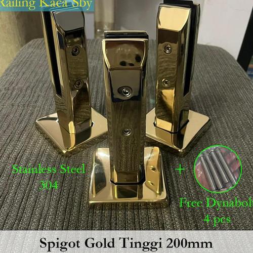 Jual EL SPIGOT KAKI PENJEPIT KACA RAILING TANGGA / BALKON MODEL GOLD ...