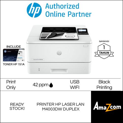 Promo HP Printer LaserJet Pro 4003DW Mono Print / Duplex / Wireless ...