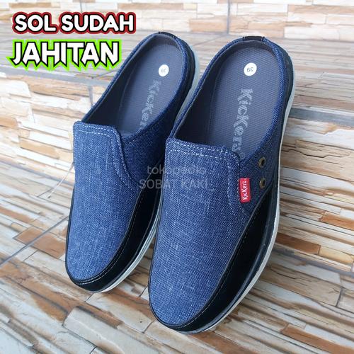 Sepatu Sandal Selop Kickers Sepatu Sandal Slop Kickers Bustong Slip On  Black, 41 di Sobat Kaki_new Tokopedia