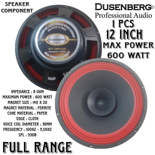 SPEAKER 12 INCH DUSENBERG BEST COMPONENT LIST RED FULL RANGE DS-012-B di  Dusenberg Audio Official Store Tokopedia