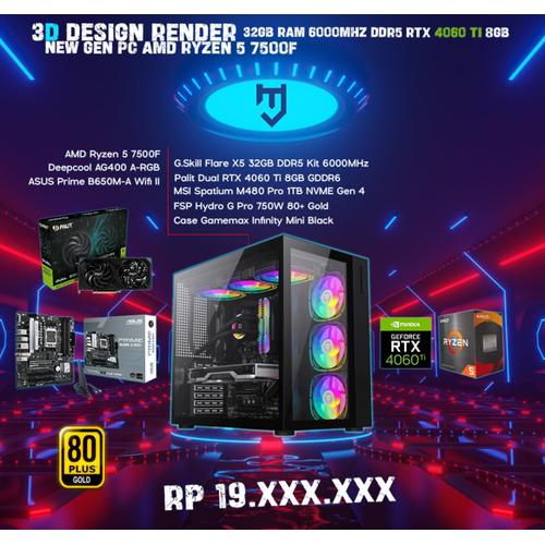 Jual 3D Design Render New Gen PC AMD Ryzen 5 7500F ft RTX 4060 Ti 8GB ...