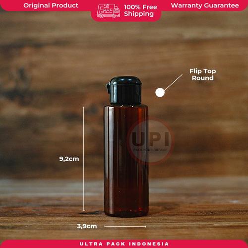 Jual BOTOL PLASTIK FLIPTOP / BOTOL PET RF 100ML AMBER & FLIP TOP ROUND ...