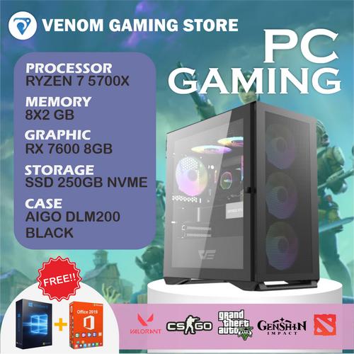 Jual PC Gaming | Ryzen 7 5700X | RX 7600 8GB | 16GB RAM | NVMe | Render ...